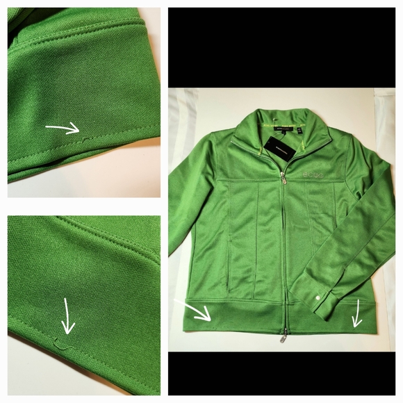 BCBG Max Azria Green Jacket Rhinestone Logo Full Zip Size L - Picture 4 of 4